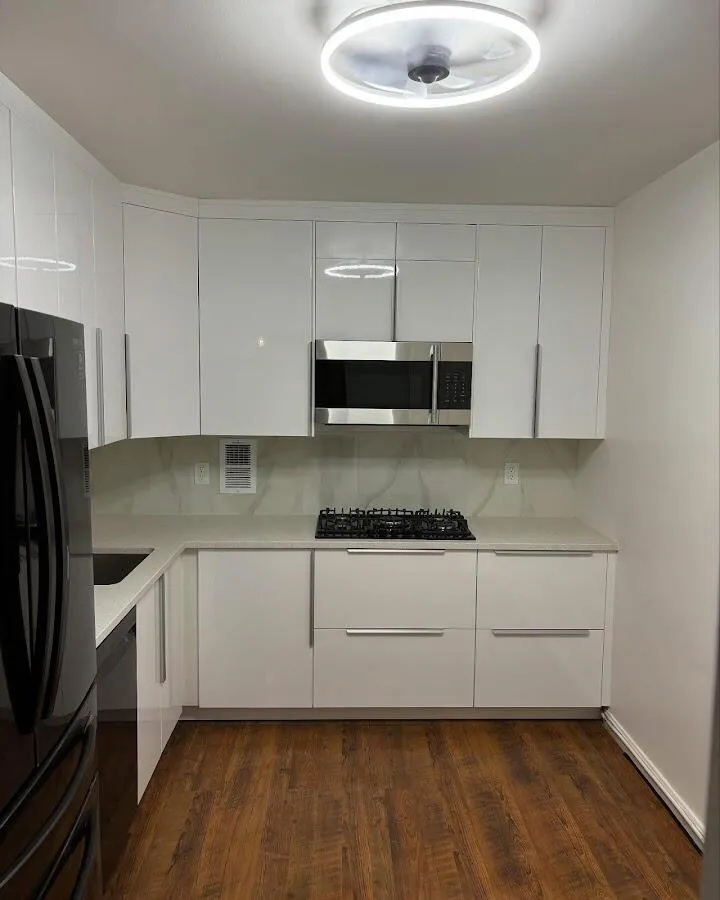 Renovated kitchen with quartz countertops in Eden